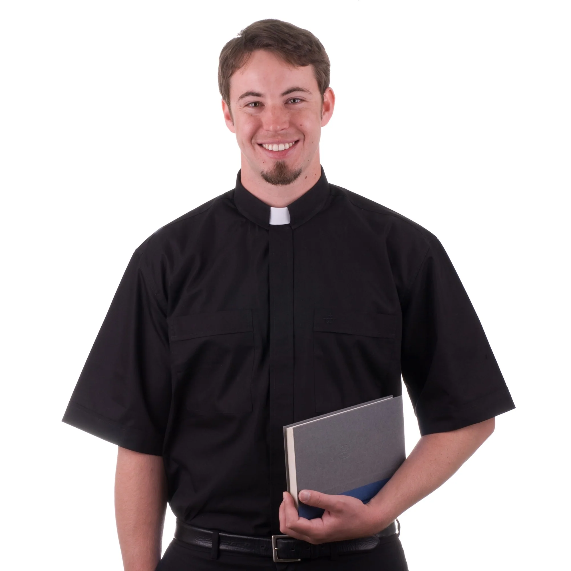 Black Short Sleeve Clergy Shirt - Image 6