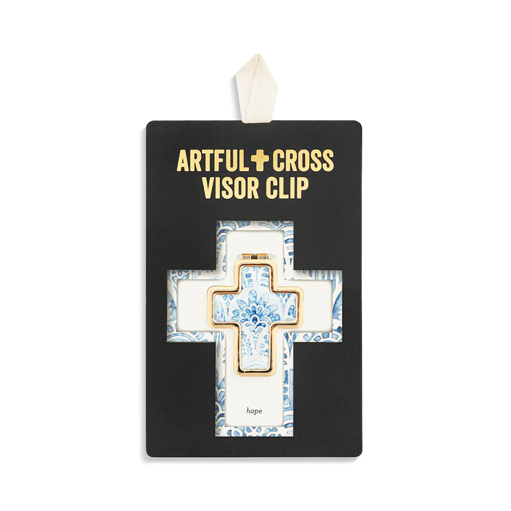 Blue & Gold Floral Cross Visor Clip - Image 4
