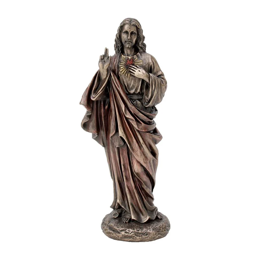 Bronzed Sacred Heart of Jesus Statue - 8" - Image 2