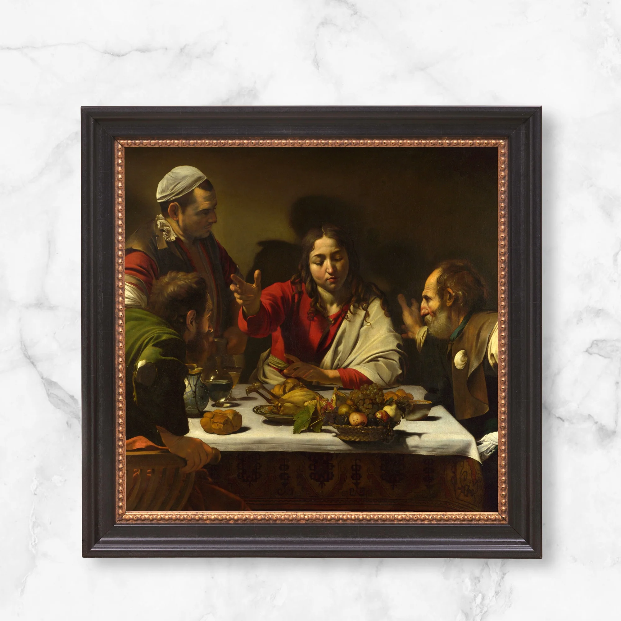 Caravaggio's Supper at Emmaus Framed Canvas - Sacred Mini Collection - Image 8