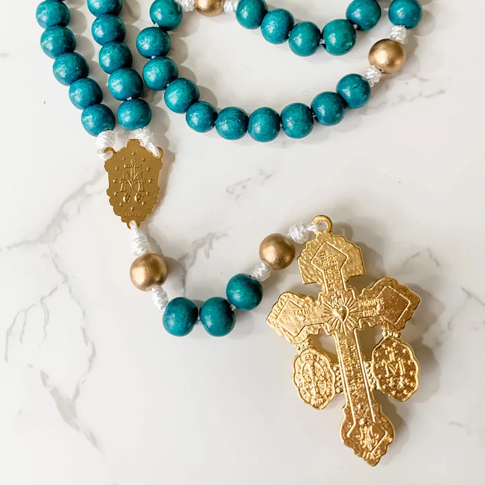 Corded Miraculous Medal & Pardon Crucifix Rosary - Image 2