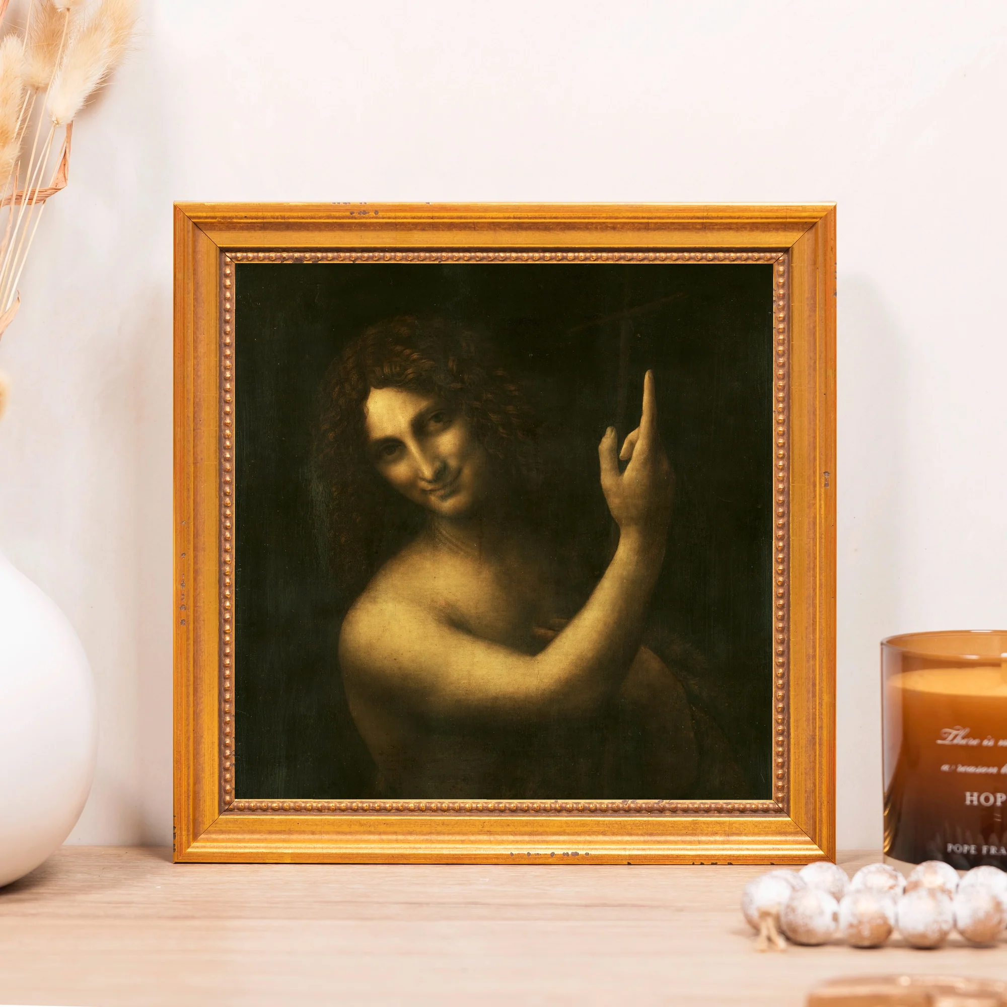 da Vinci's John the Baptist Framed Canvas - Sacred Mini Collection - Image 5