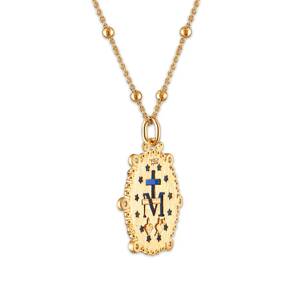 Diamond Accent Miraculous Mary Stone Cameo Necklace - Image 3