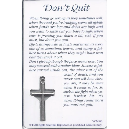 Don't Quit - Laminated Card with Crucifix - Image 2