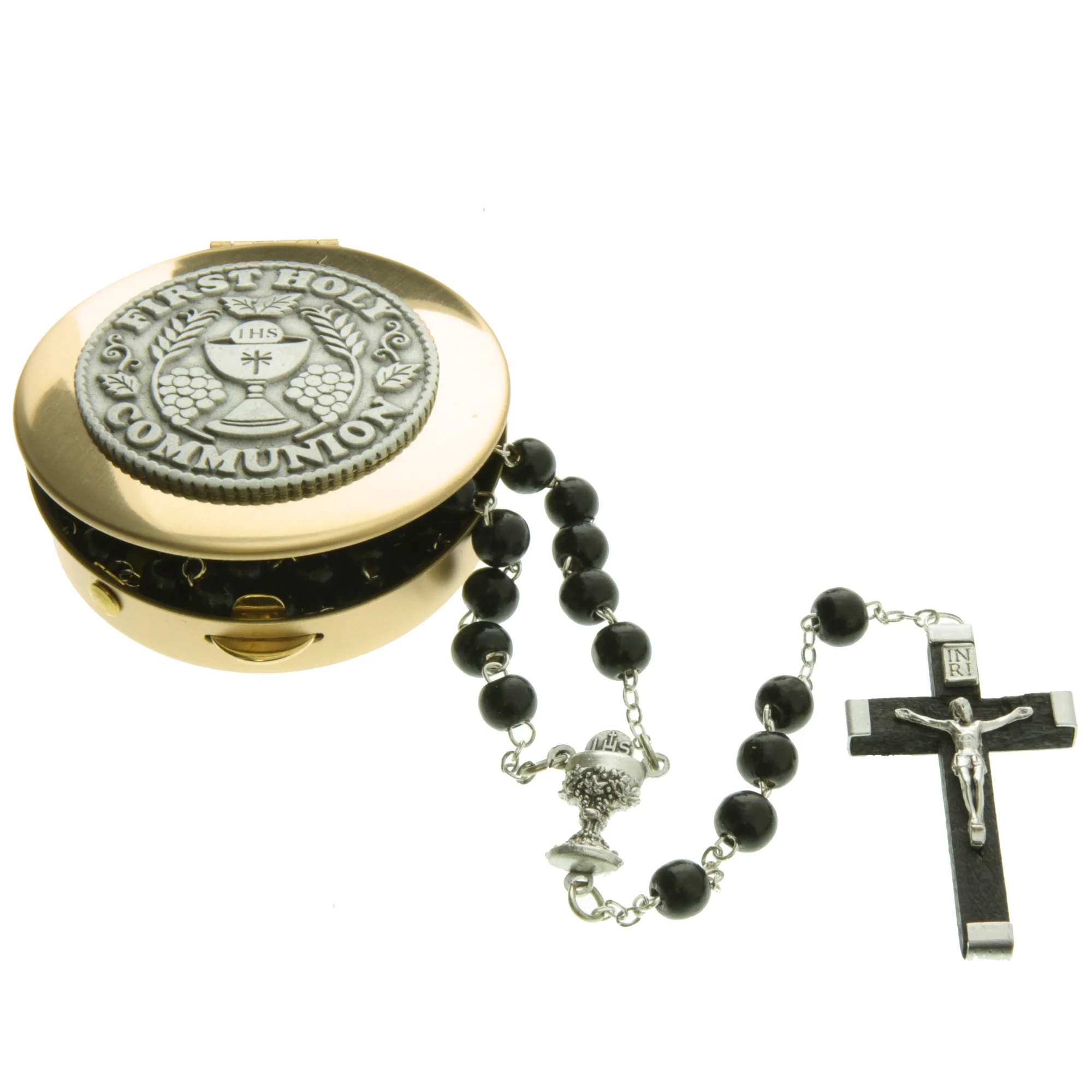 First Communion Black Rosary with Keepsake Box - Image 2