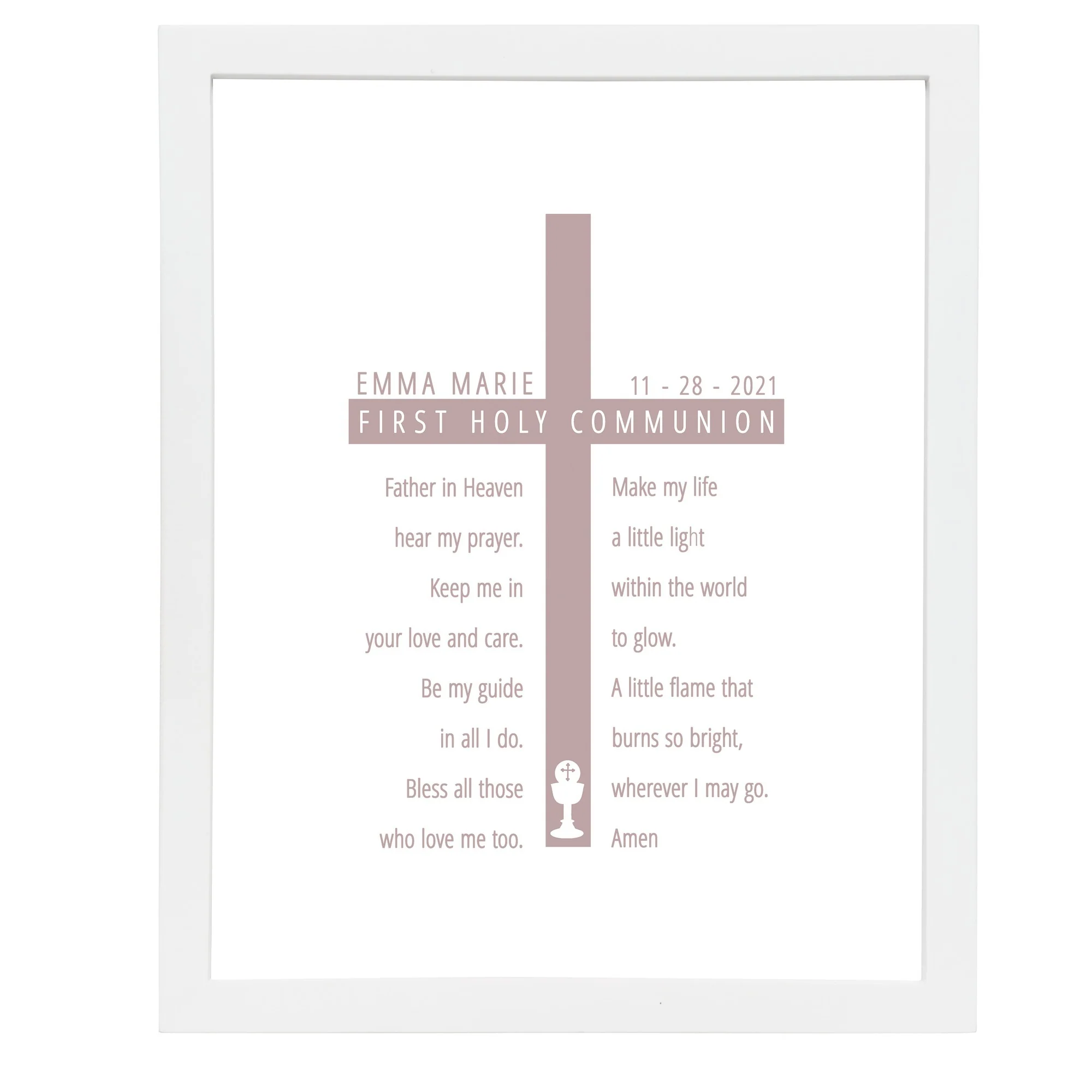 First Communion Prayer Cross Print for Girls