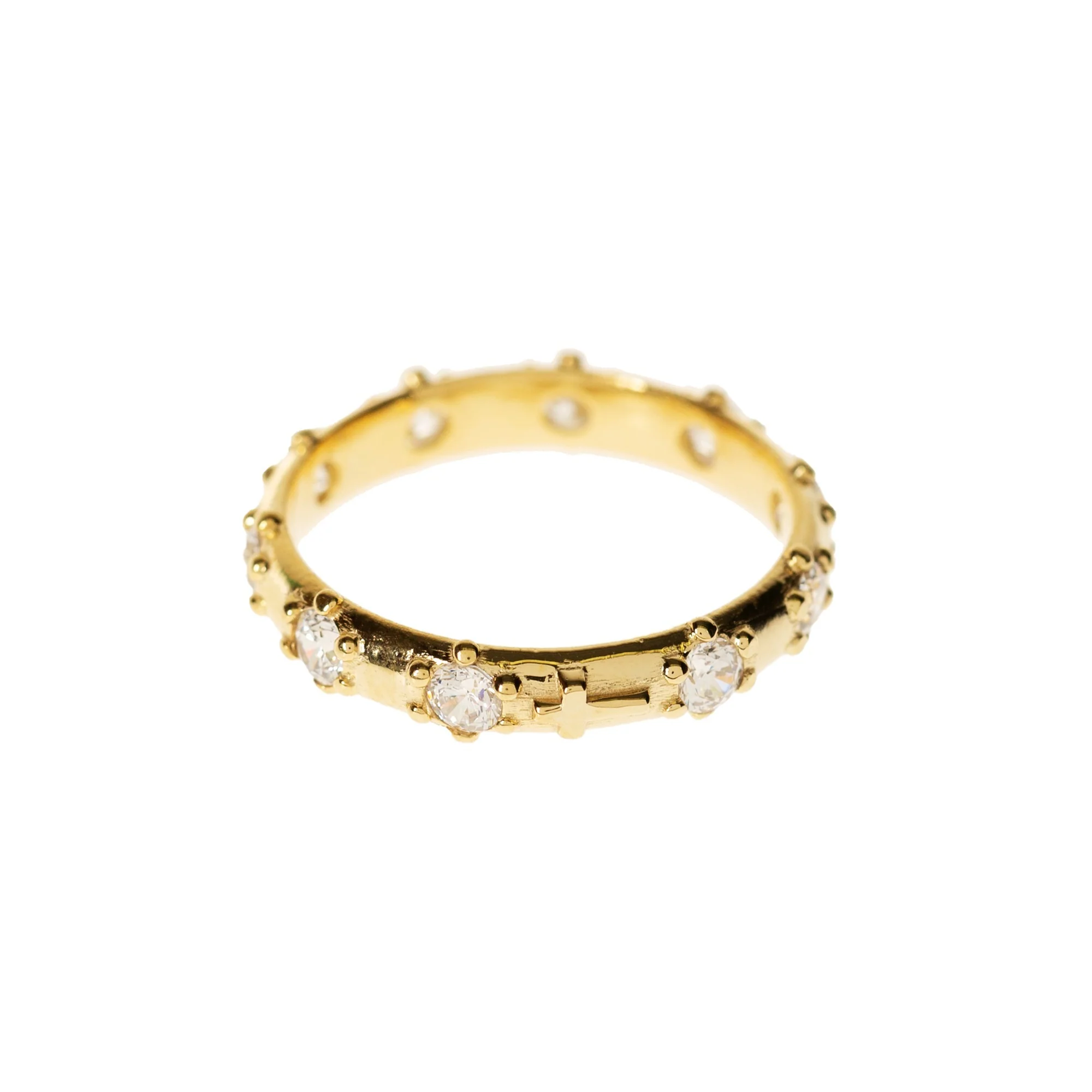 Gold Rosary Ring with Cubic Zirconia - Image 4