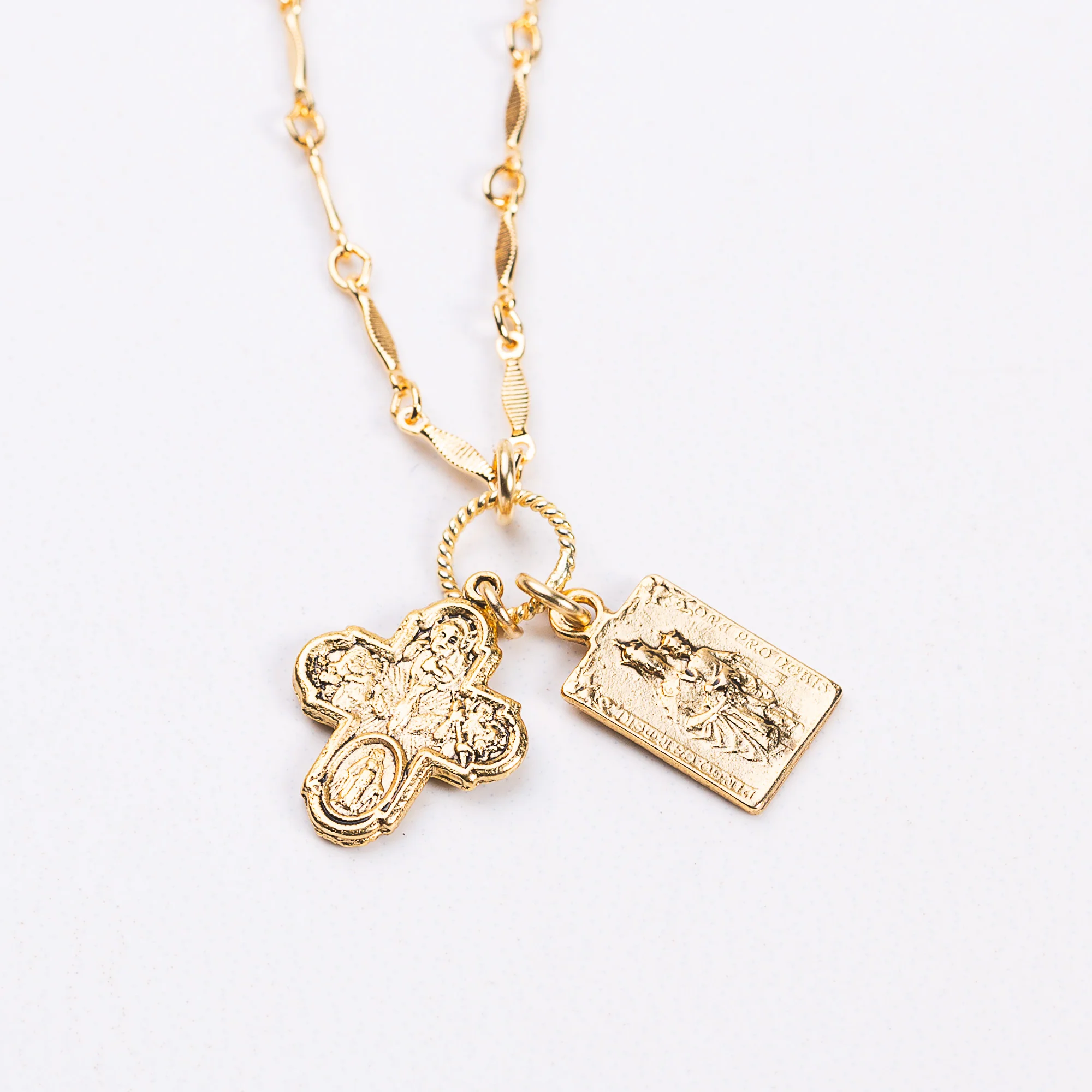 Gold Scapular & 4-Way Cross Necklace - Image 2