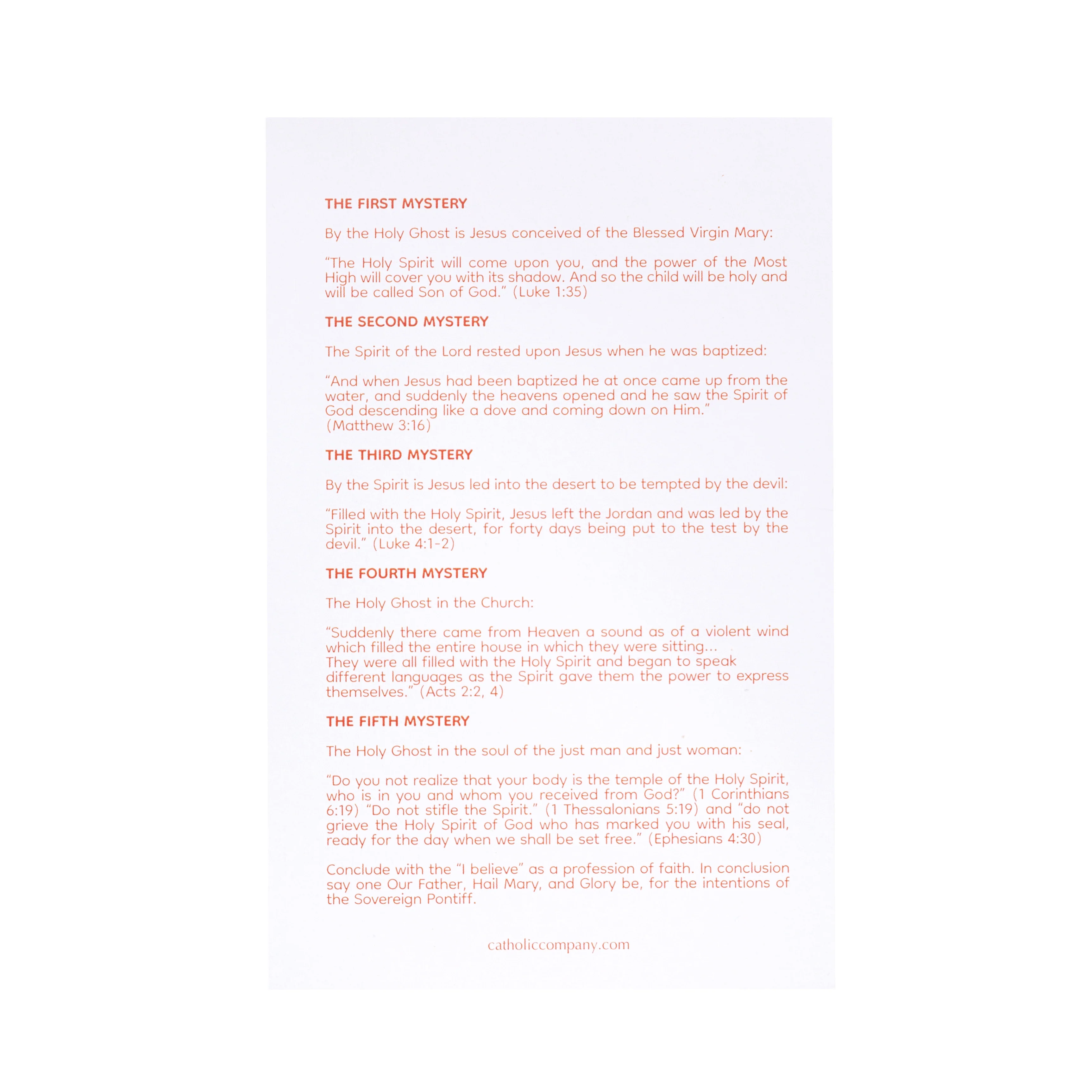 Holy Spirit Chaplet Prayer Card - Image 3