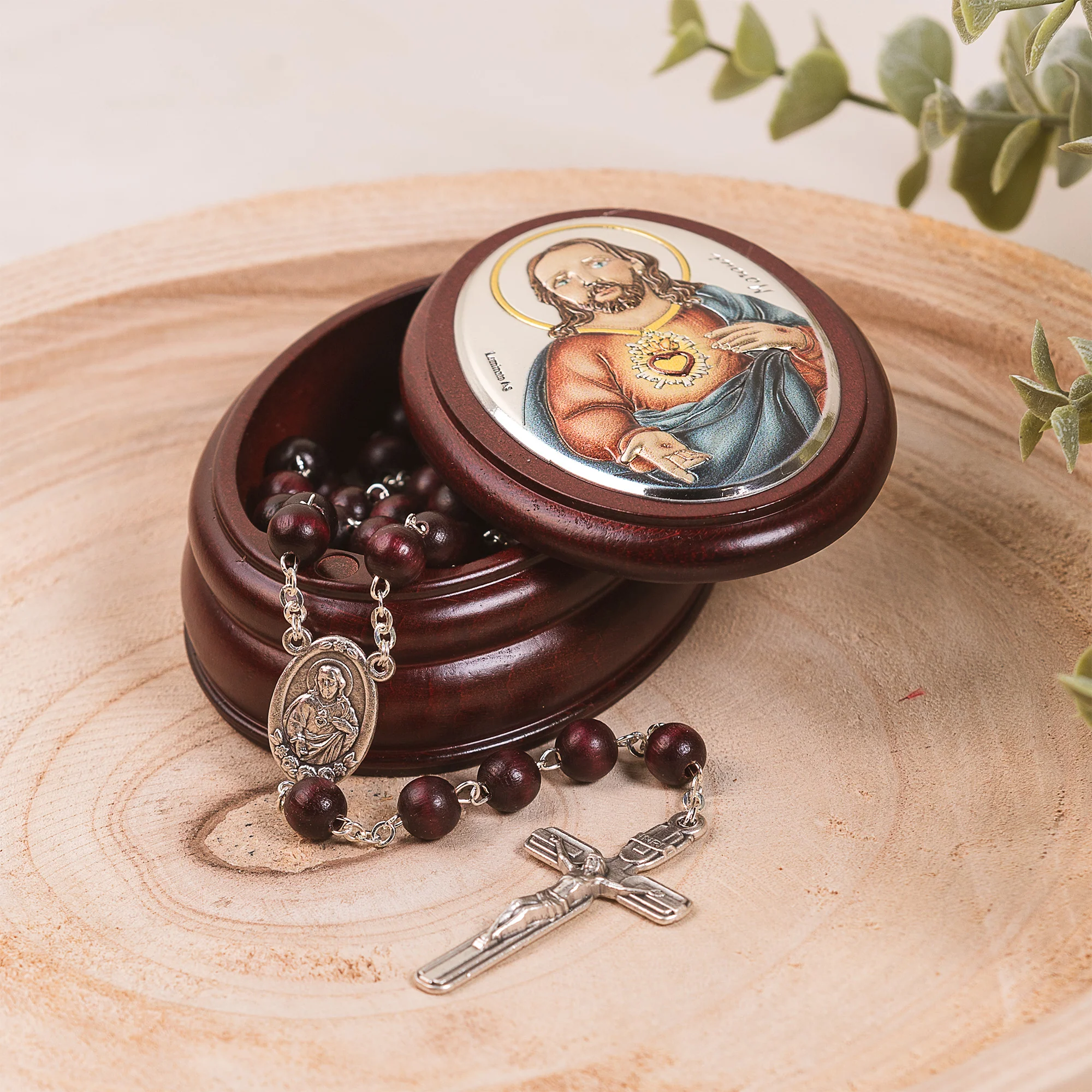 Italian Sacred Heart Rosary Box & Rosary Set - Image 3