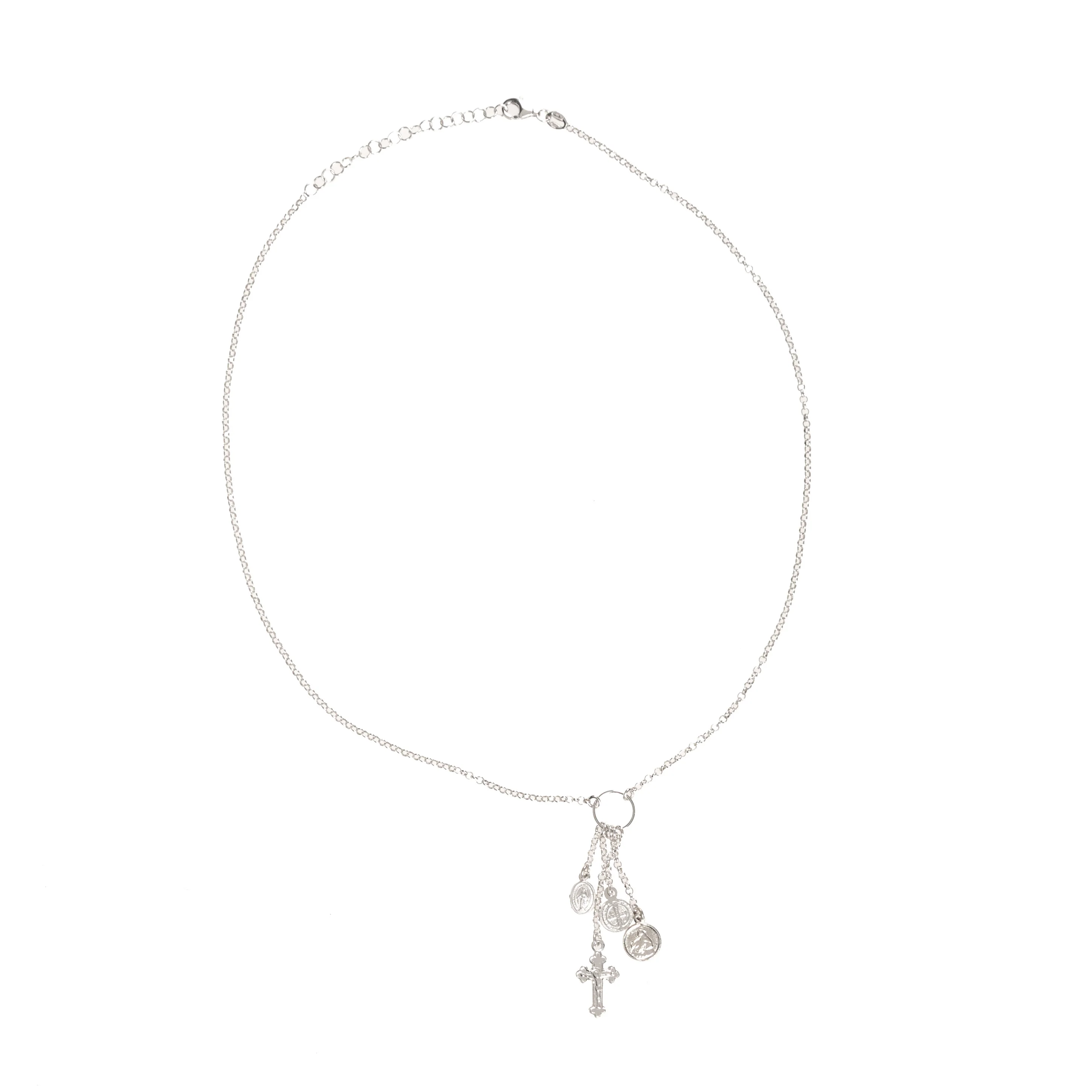 Italian Sterling Silver Holy Medals Necklace