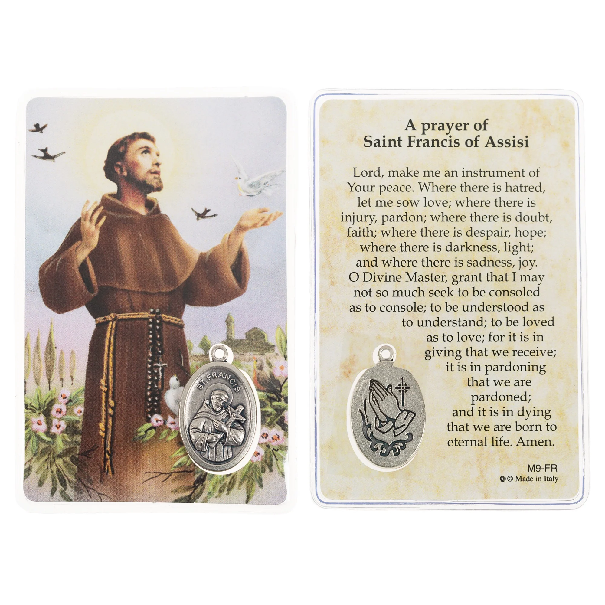 Laminated St. Francis Prayer Card with Medal