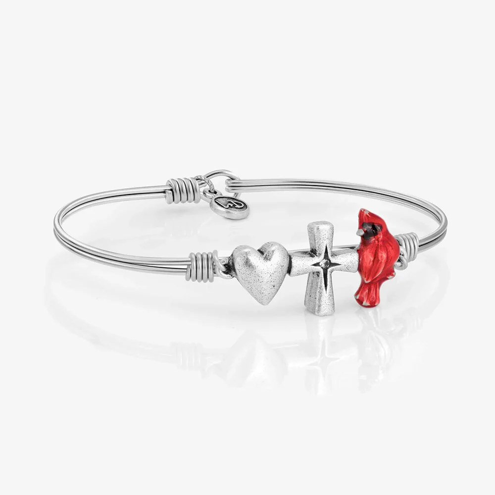 Love Faith & Remembrance Bangle Bracelet - Silver or Gold - Image 2