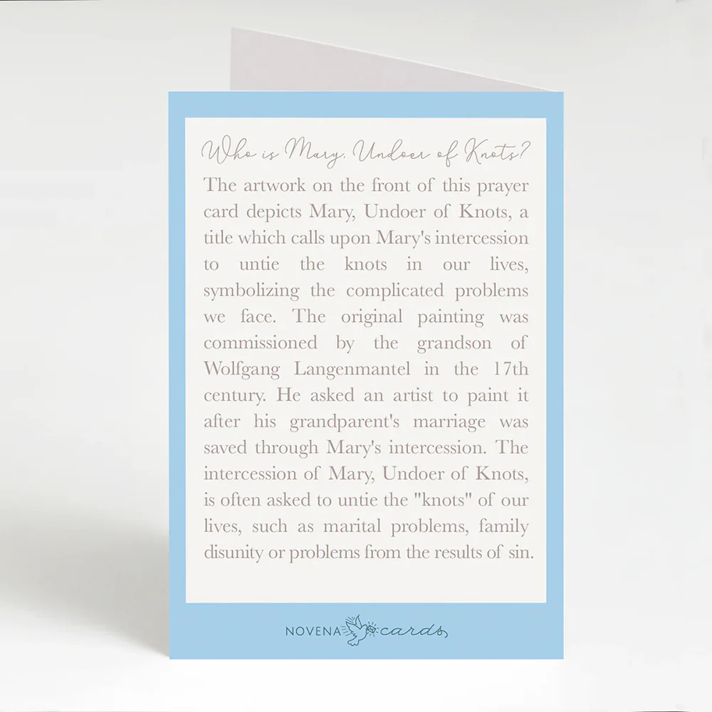 Mary Undoer of Knots Folded Prayer Card - Image 3