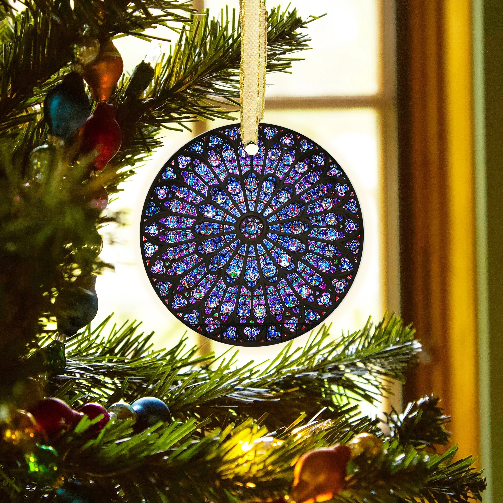Notre Dame Stained Glass Window Ornament