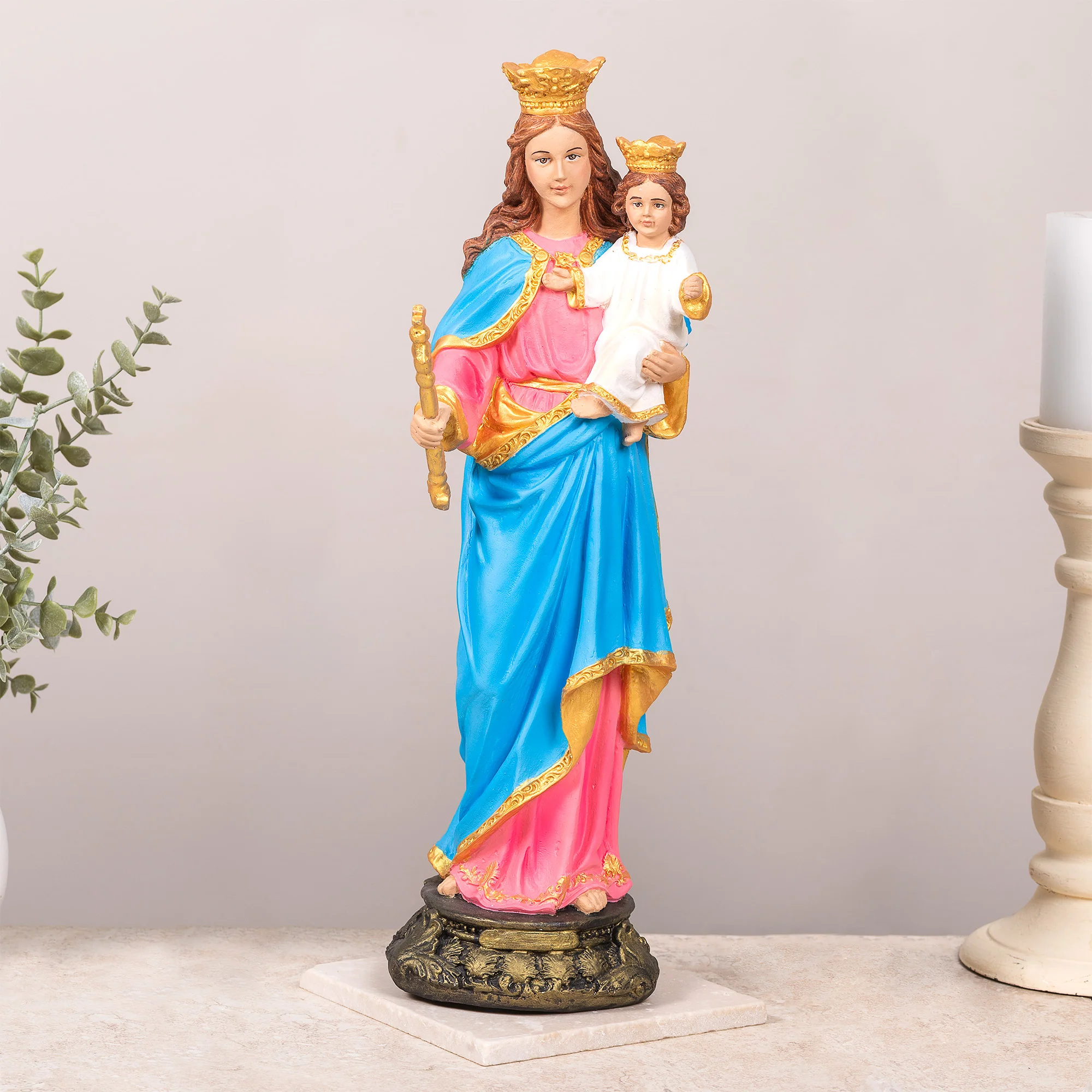 Our Lady Help of Christians Statue - White or Hand Painted - 16" - Image 6