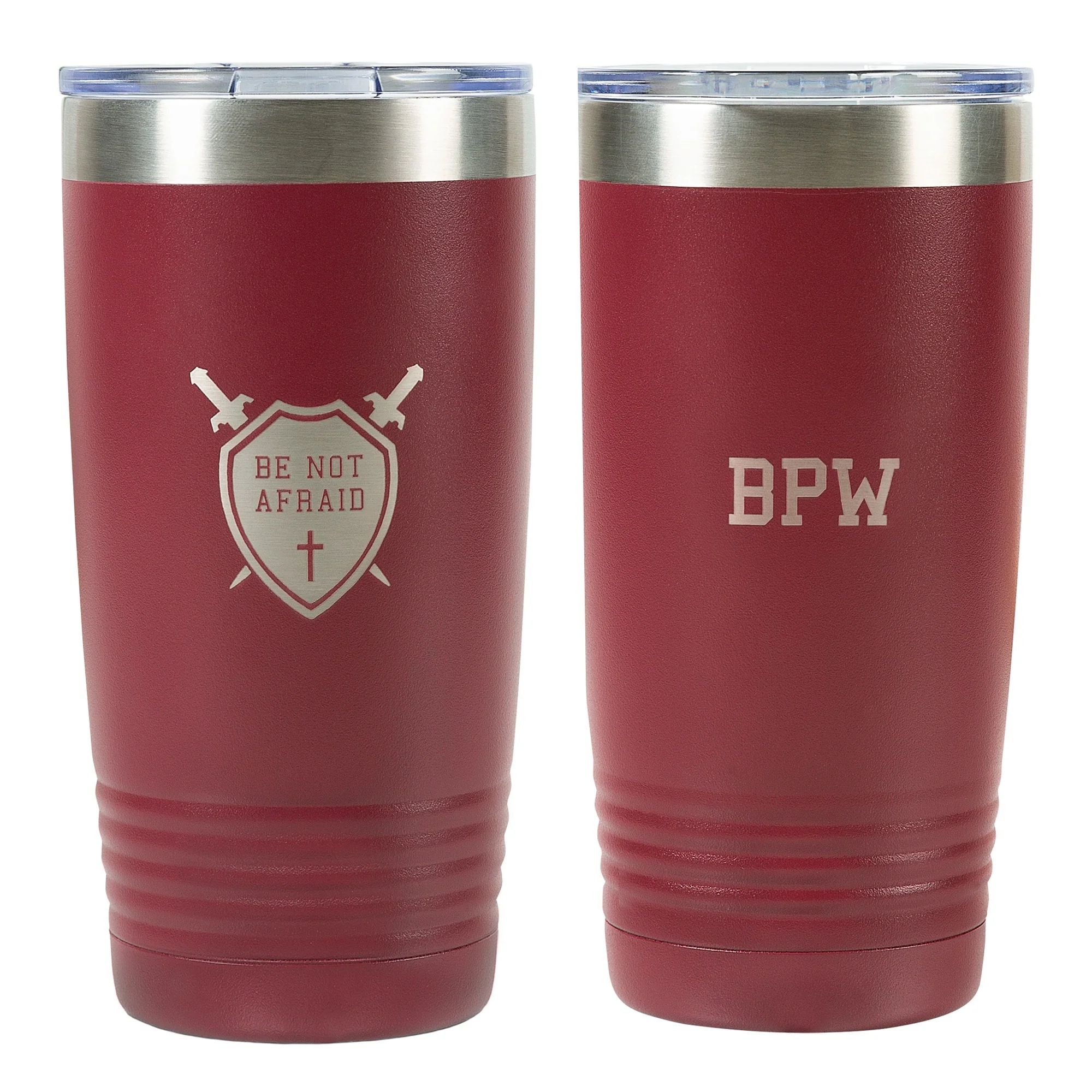 Personalized Be Not Afraid Maroon 20oz Tumbler - Image 3
