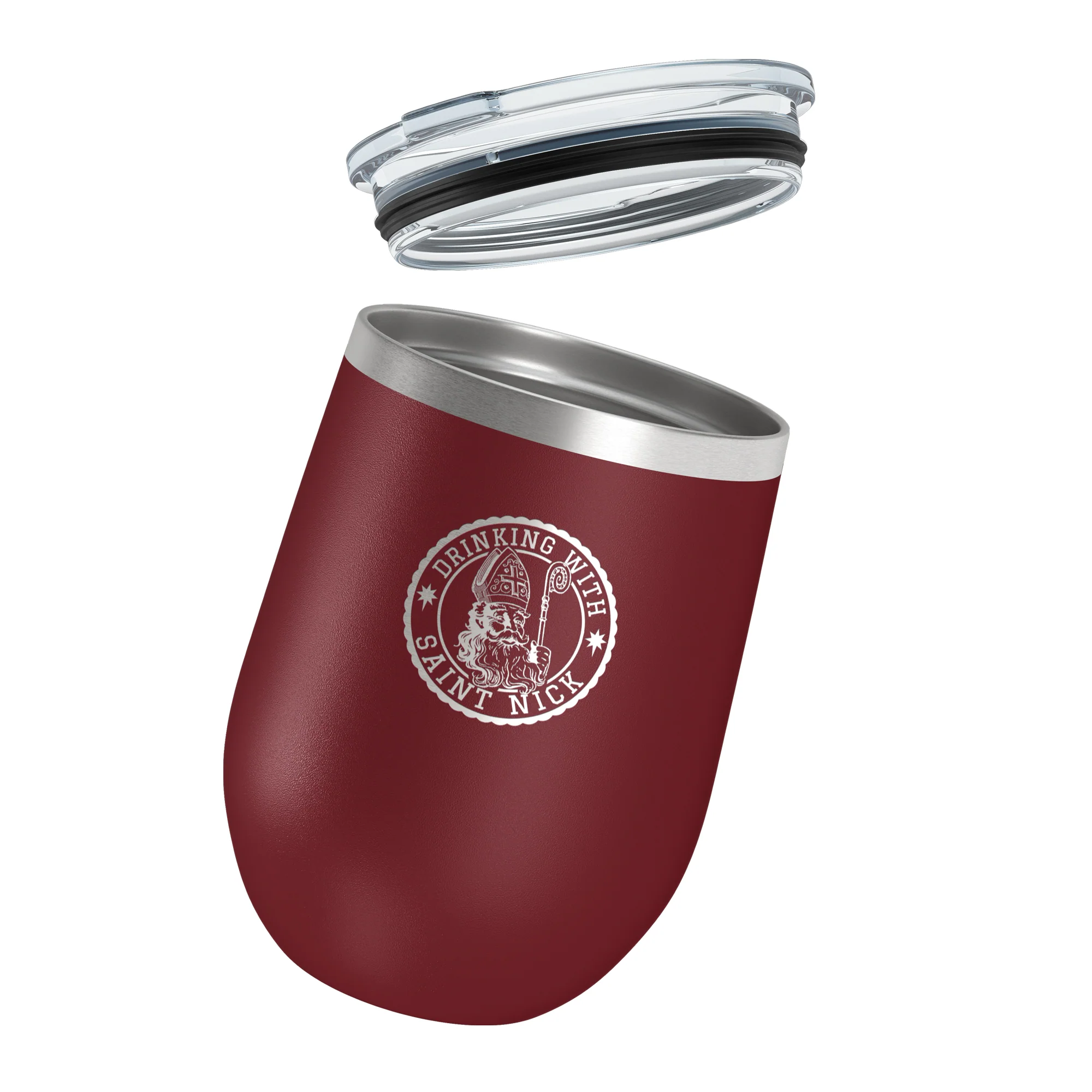 Personalized "Drinking with Saint Nick" Wine Tumbler - Image 4