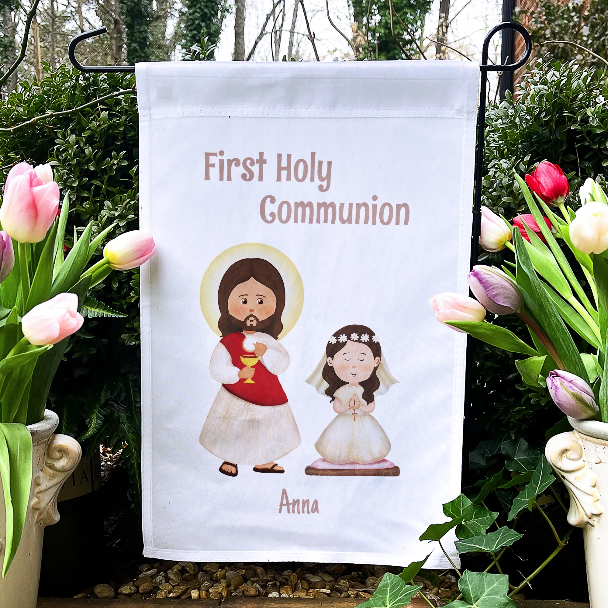 Personalized First Communion Flag for Girls - Image 3