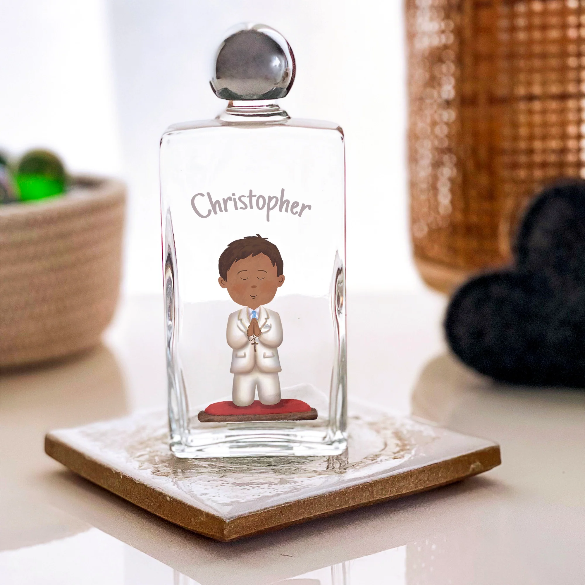 Personalized First Communion Holy Water Bottle for Boys