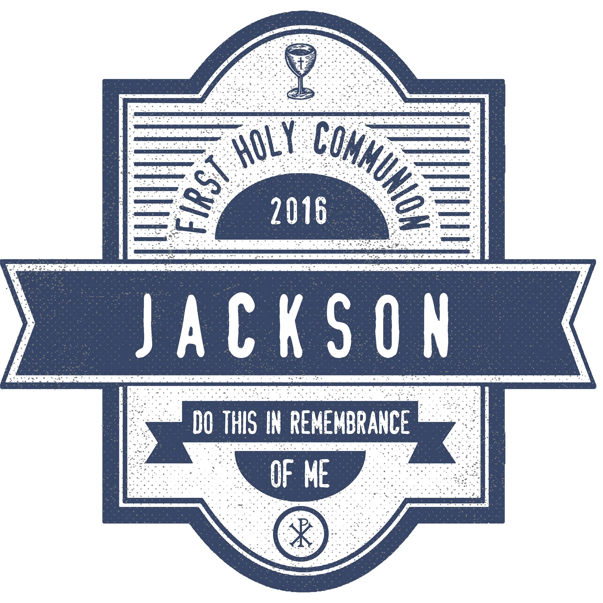 Personalized First Communion Tee - White with Blue - Image 3