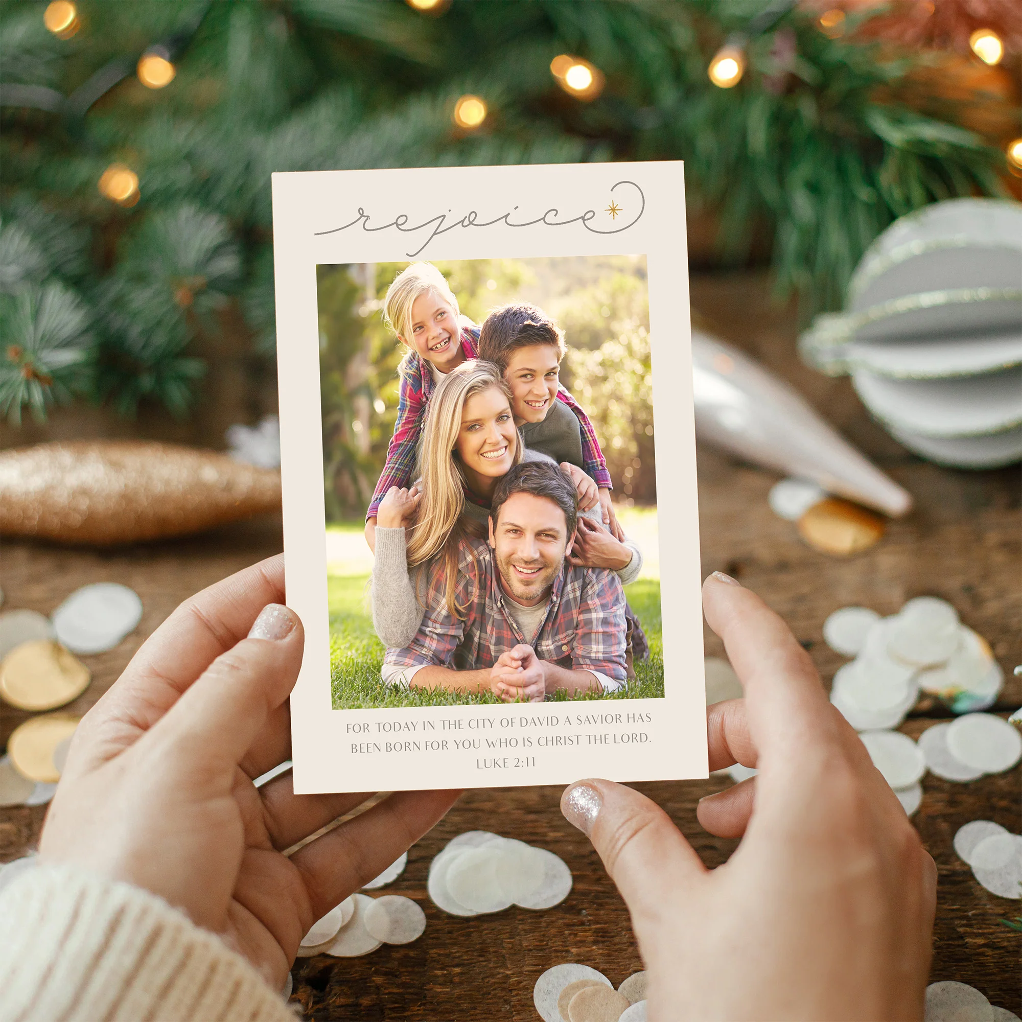 Personalized Rejoice Photo Christmas Cards - Image 3