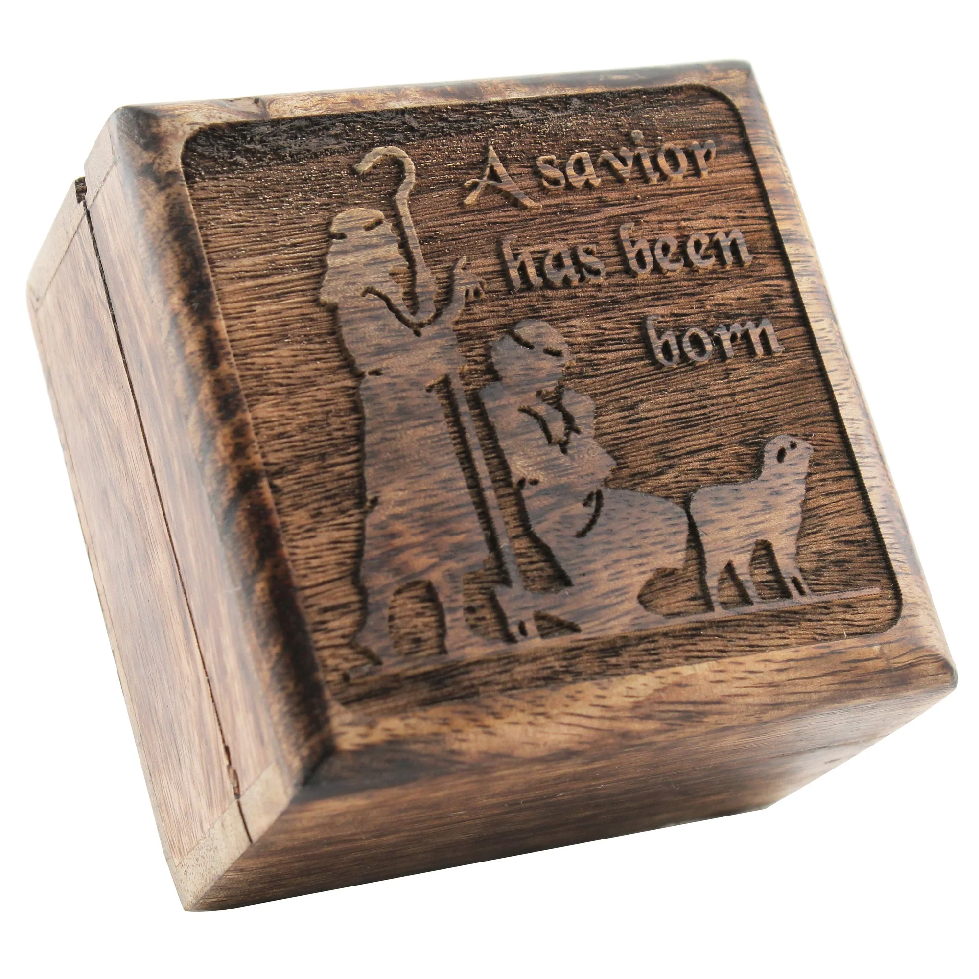 Personalized Shepherds Keepsake Box w/ Pewter Nativity Figures Gift Set - Image 2