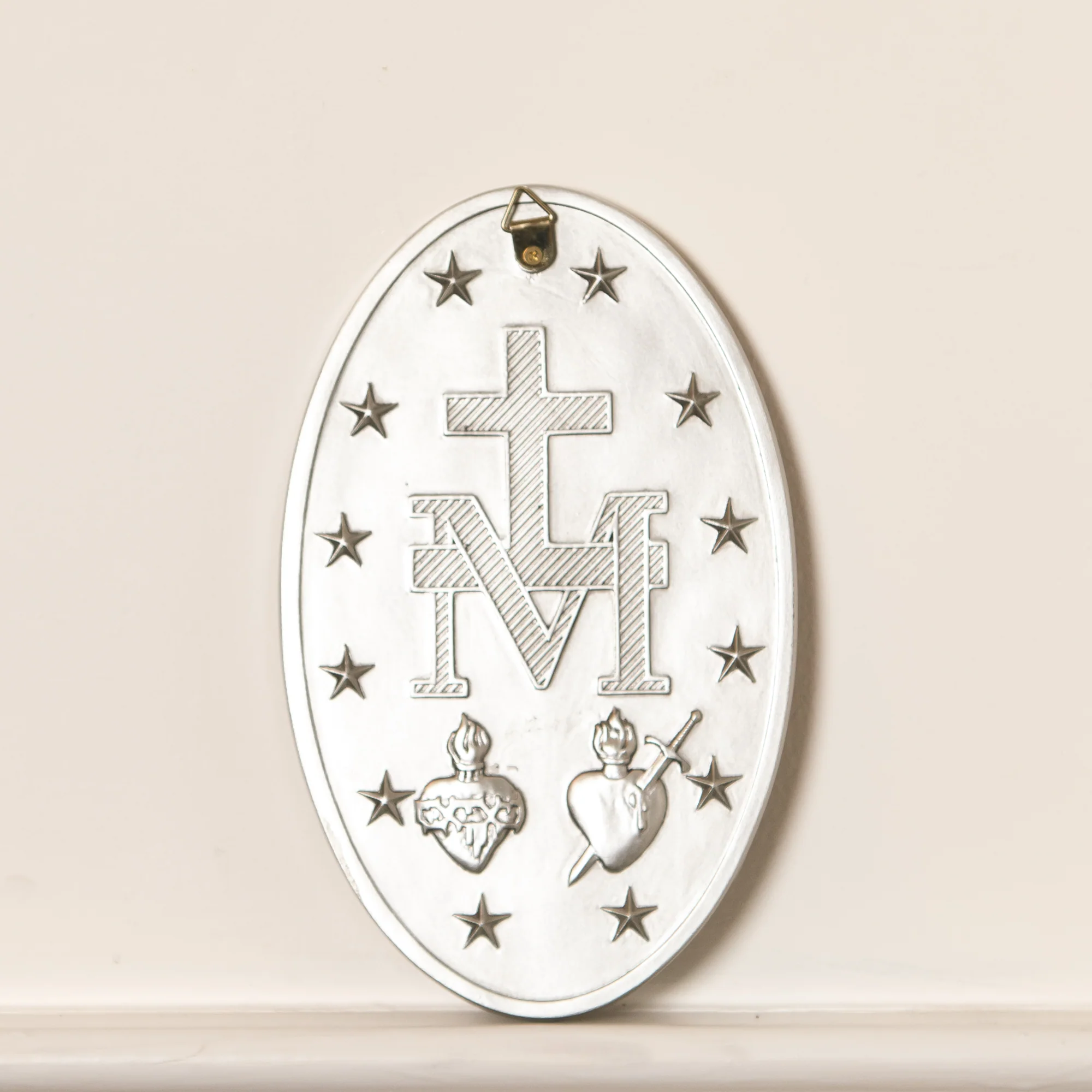 Pewter Style Miraculous Medal Wall Plaque - 8" - Image 2