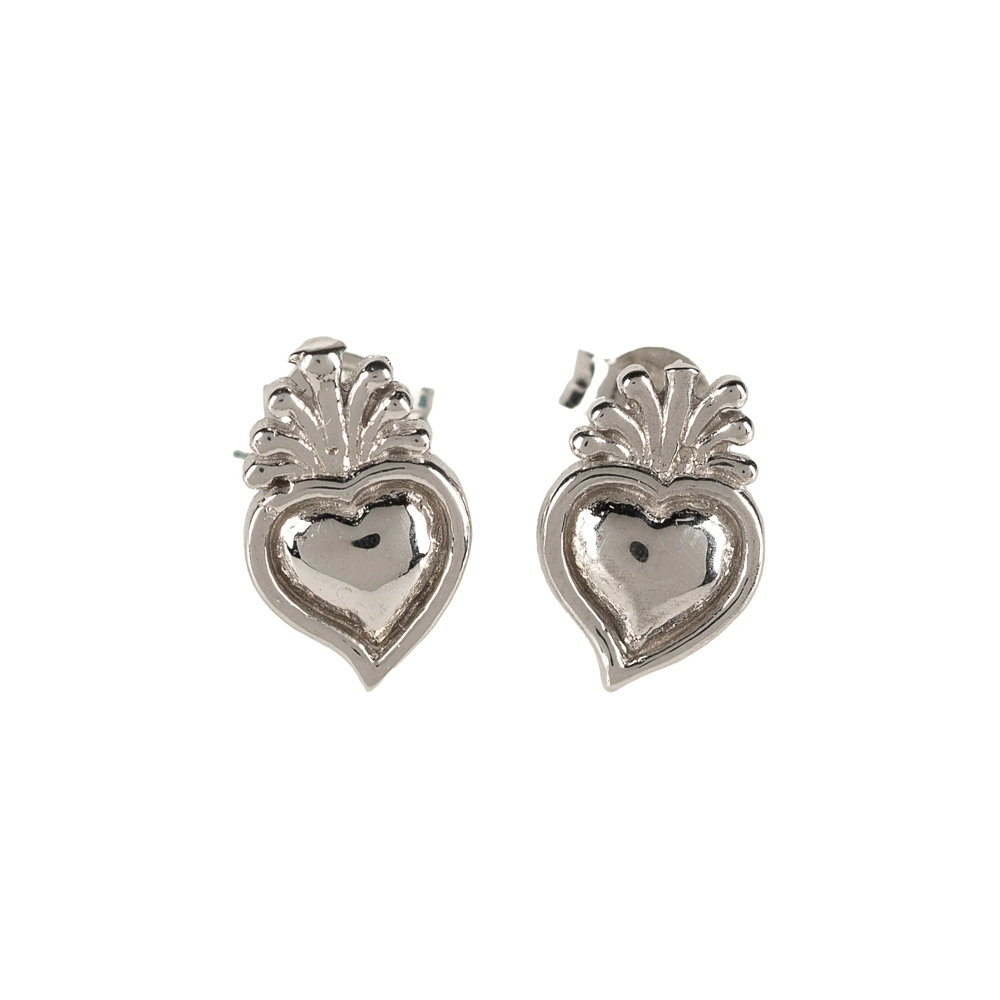 Sacred Heart Earrings - Gold Plated or Sterling Silver - Image 3