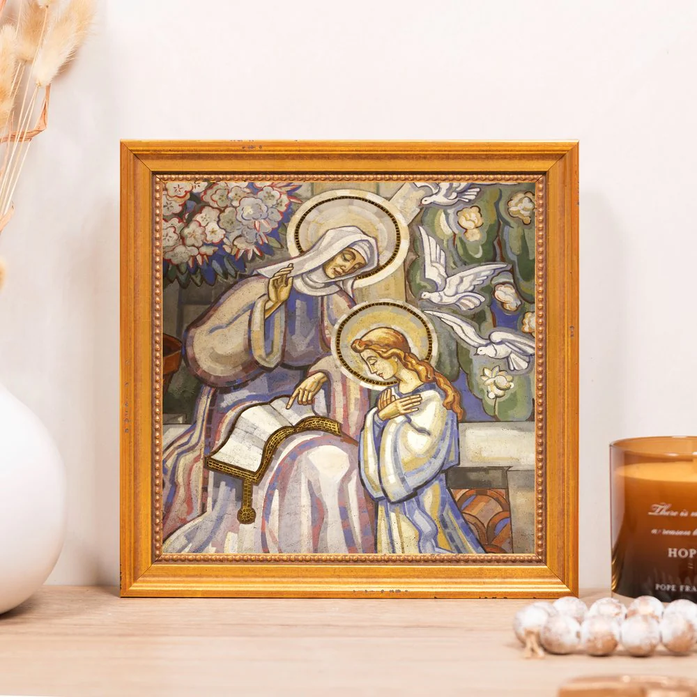 St. Anne Teaching Mary Fresco Framed Canvas - Sacred Mini Collection - Image 8