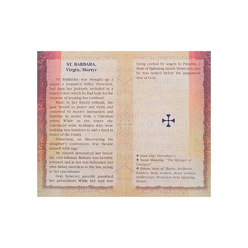 St. Barbara - Mini Lives of the Saints Folded Prayer Card - Image 2