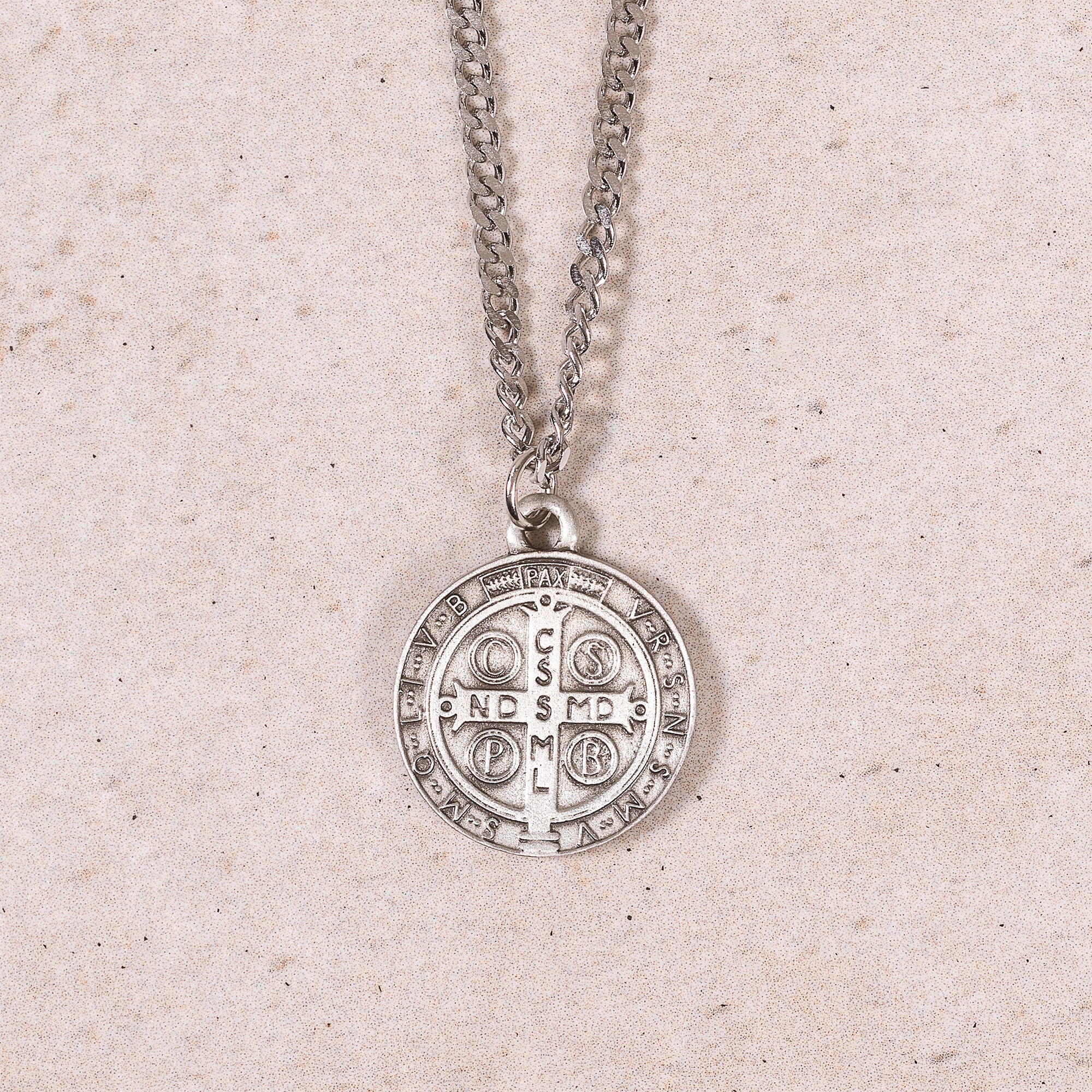 St. Benedict Antiqued Silver Medal, 24" chain - Image 2