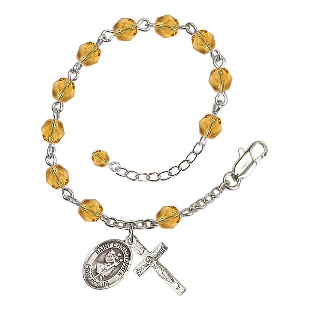 St. Christopher Crystal Birthstone Rosary Bracelet - Multiple Birthstones - Image 4