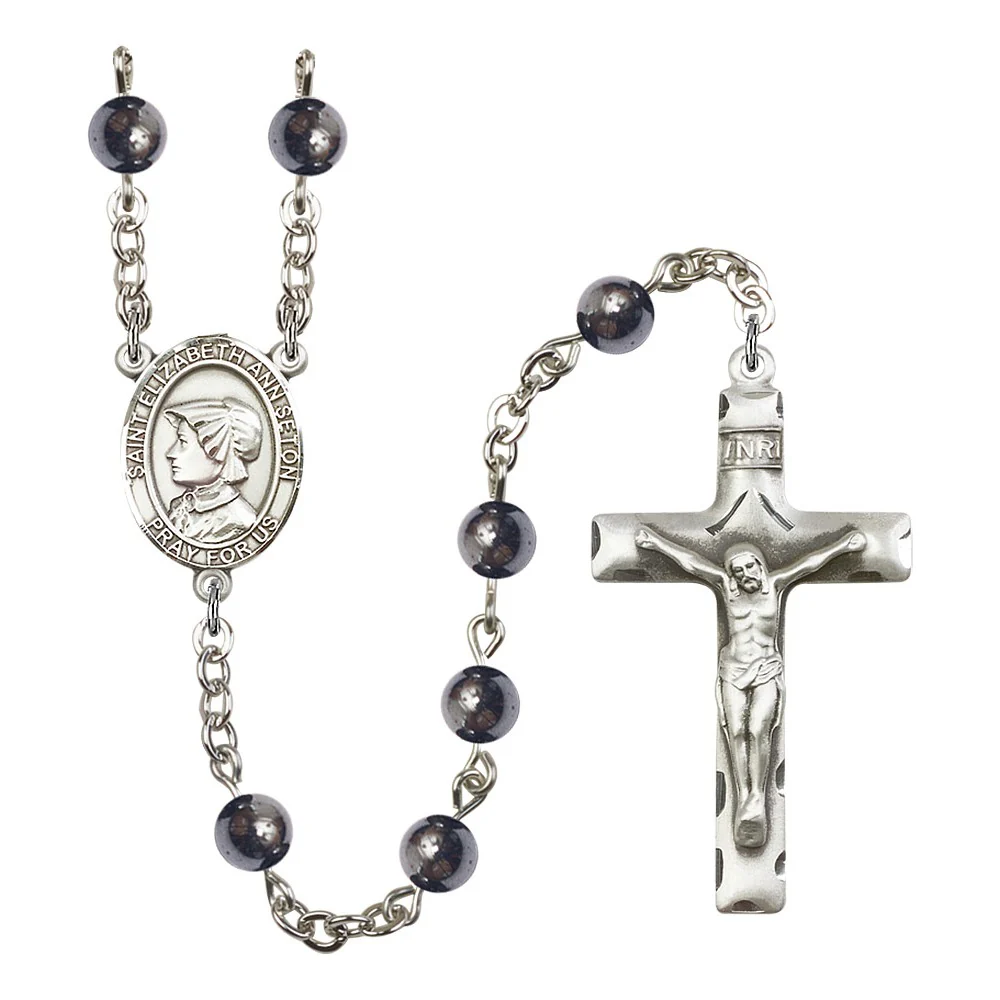 St. Elizabeth Ann Seton 6mm Hematite Rosary