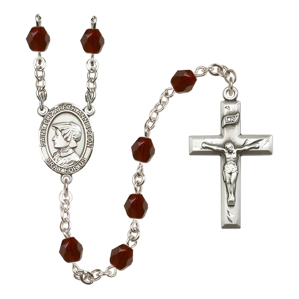 St. Elizabeth Ann Seton Crystal Birthstone Rosary - Multiple Birthstones - Image 4