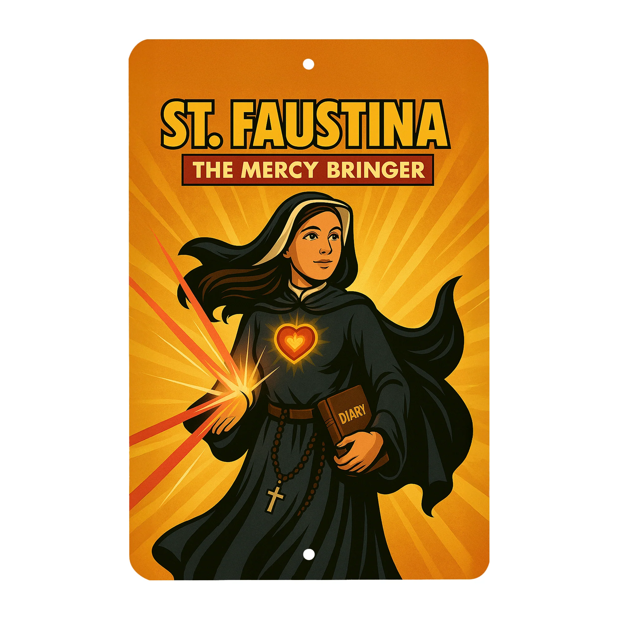 St. Faustina Superhero Tin Sign - Image 4