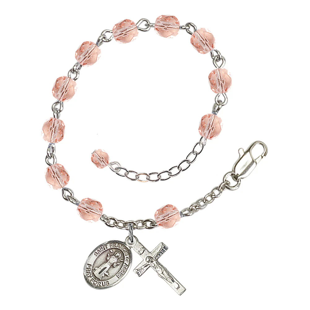 St. Francis of Assisi Crystal Birthstone Rosary Bracelet - Multiple Birthstones - Image 3