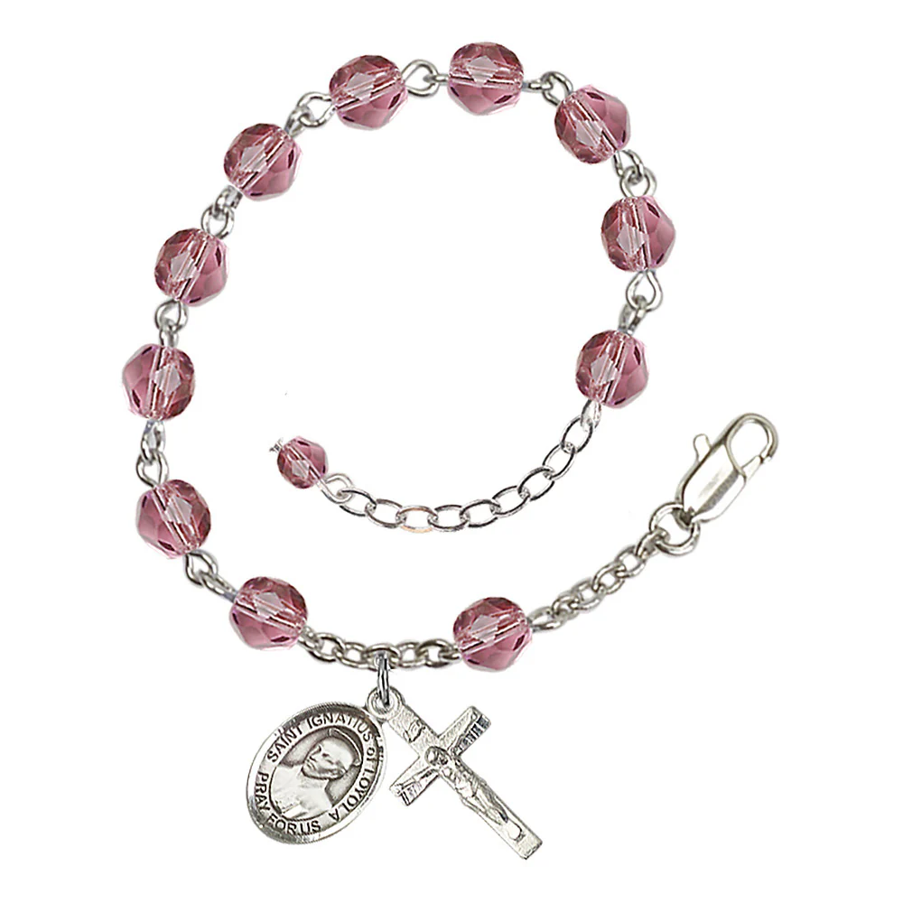 St. Ignatius of Loyola Crystal Birthstone Rosary Bracelet - Multiple Birthstones - Image 2