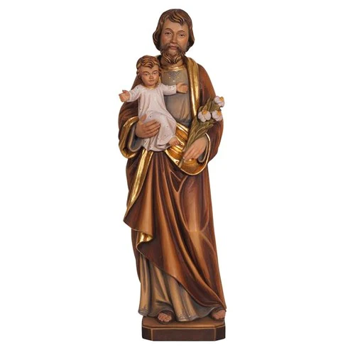 St. Joseph in Christ Child Hand-Painted Italian Statue - Image 2