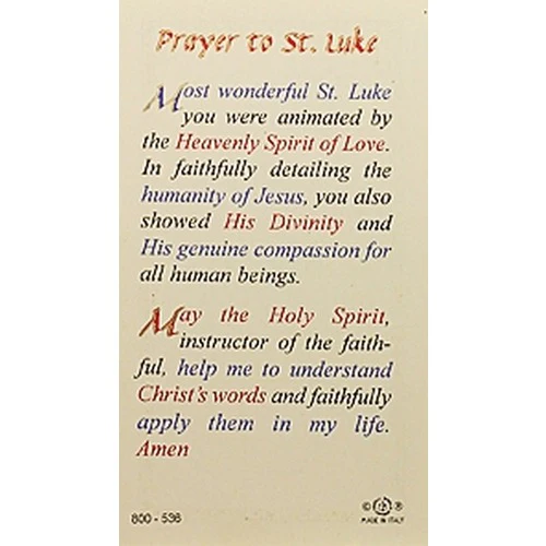 St. Luke - Prayer Card - Image 2