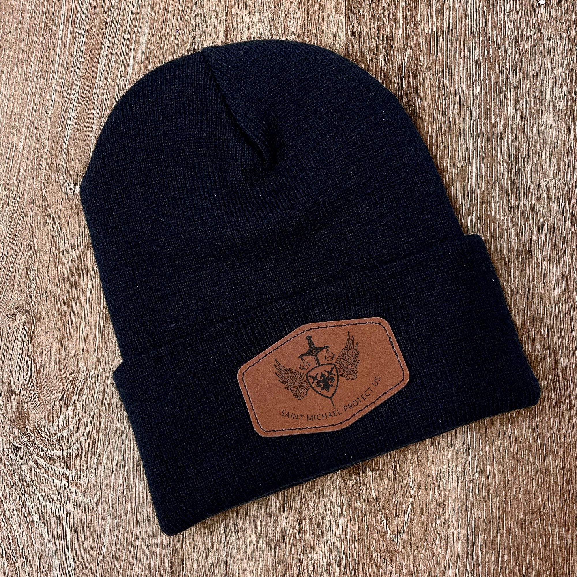 St. Michael Leather Patch Beanie - Image 2