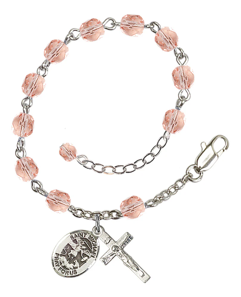 St. Michael the Archangel Crystal Birthstone Rosary Bracelet - Multiple Birthstones - Image 8