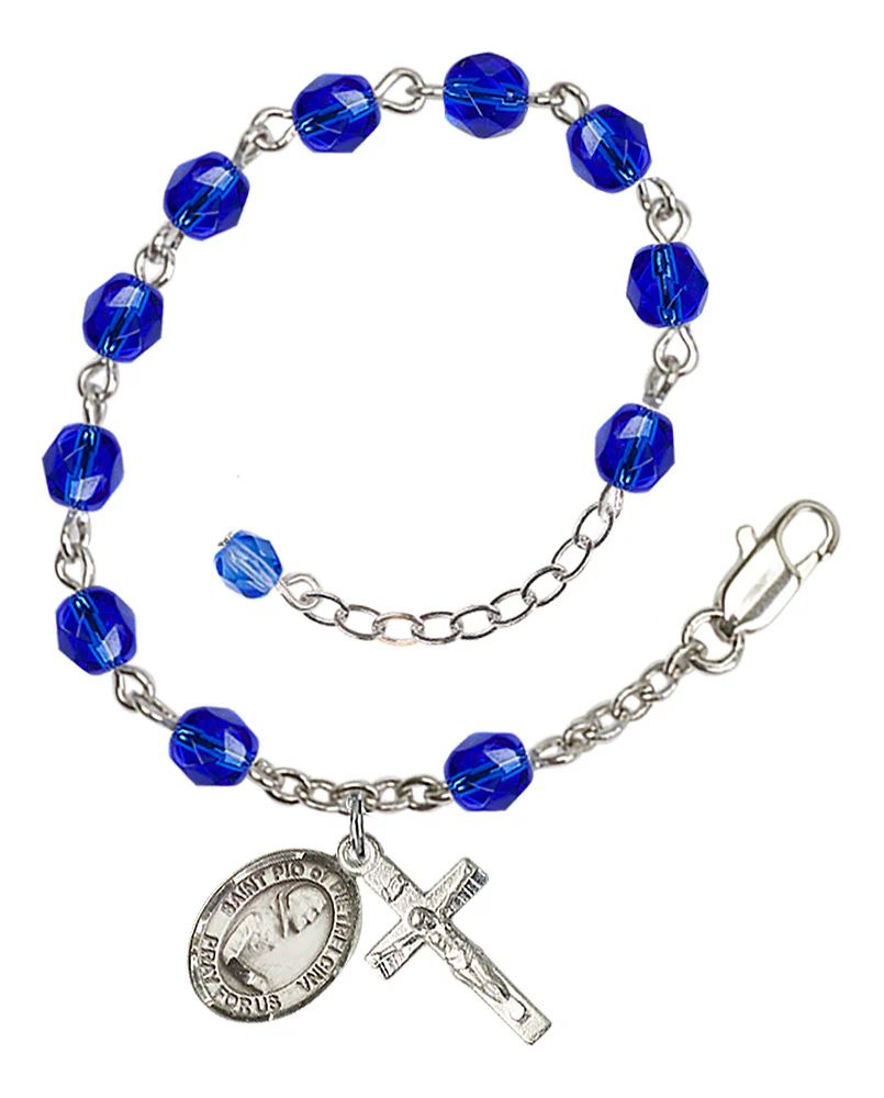 St. Padre Pio of Pietrelcina Crystal Birthstone Rosary Bracelet - Multiple Birthstones - Image 11