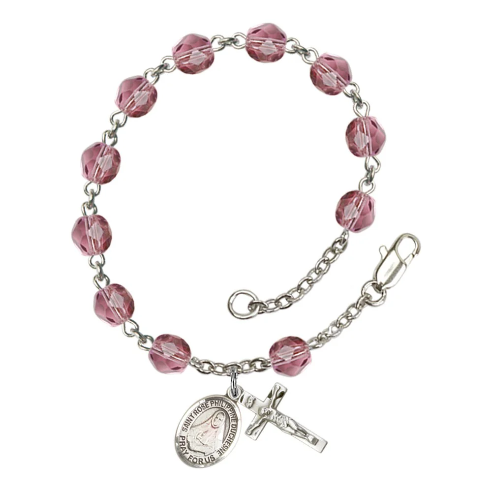 St. Rose Philippine Duchesne Purple February Rosary Bracelet 6mm