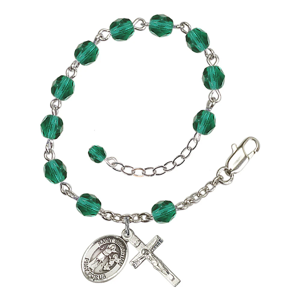 St. Sebastian Crystal Birthstone Rosary Bracelet - Multiple Birthstones - Image 12