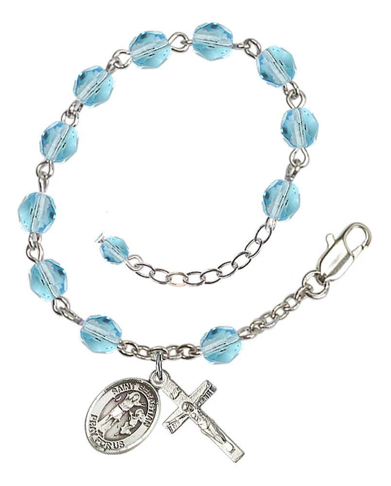 St. Sebastian Crystal Birthstone Rosary Bracelet - Multiple Birthstones - Image 3