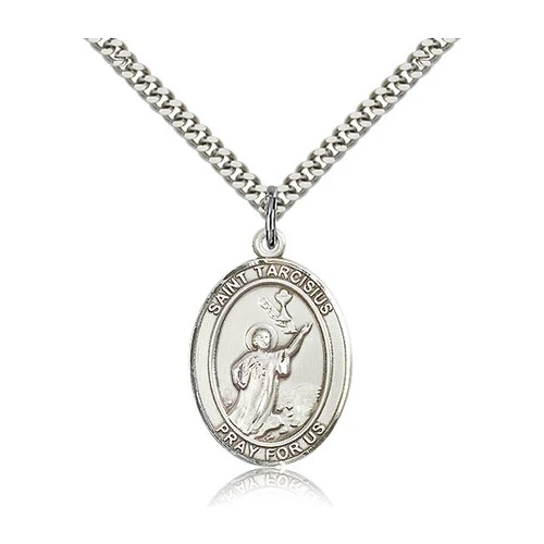 St. Tarcisius Pendant with Chain, Bliss, Sterling Silver