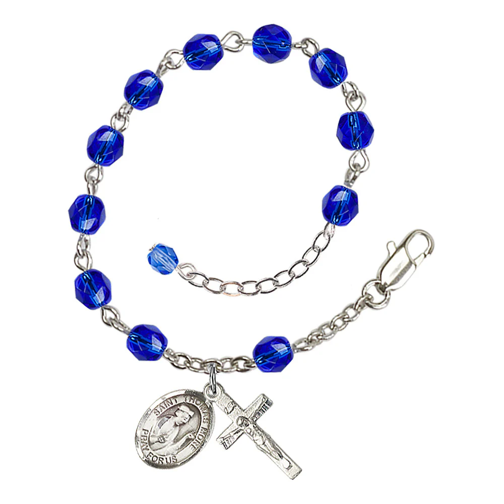 St. Thomas More Crystal Birthstone Rosary Bracelet - Multiple Birthstones - Image 12