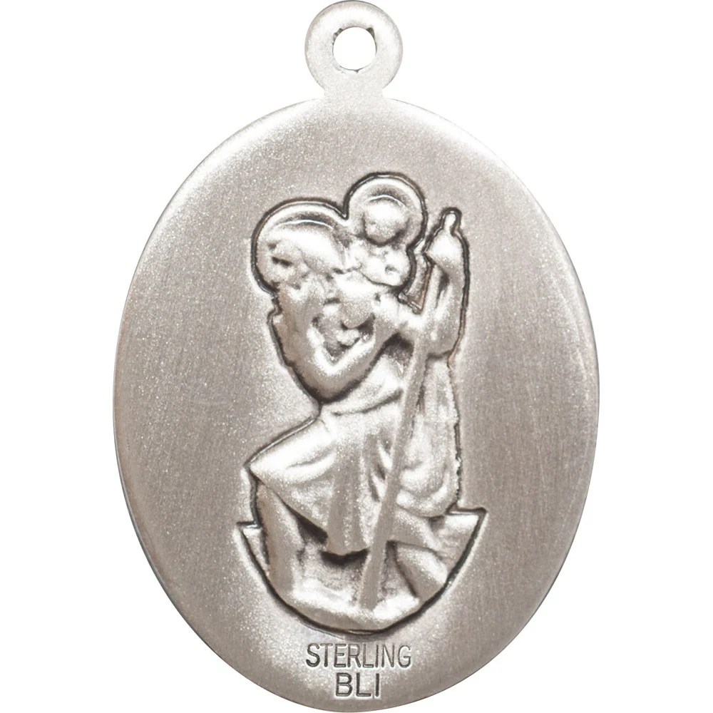 Sterling Silver St. Christopher Medal w/ chain - Ice Hockey - Image 2