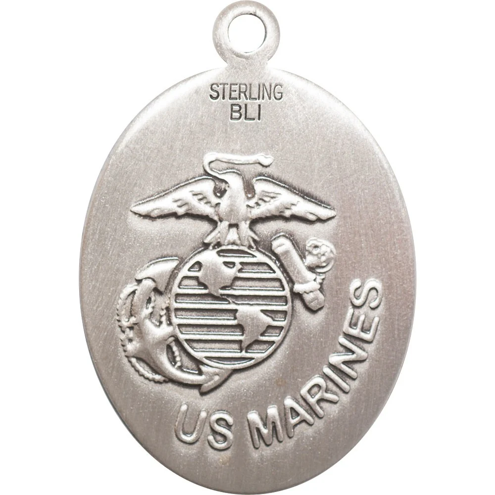 Sterling Silver St. George Pendant w/ US Marines Insignia - Image 2